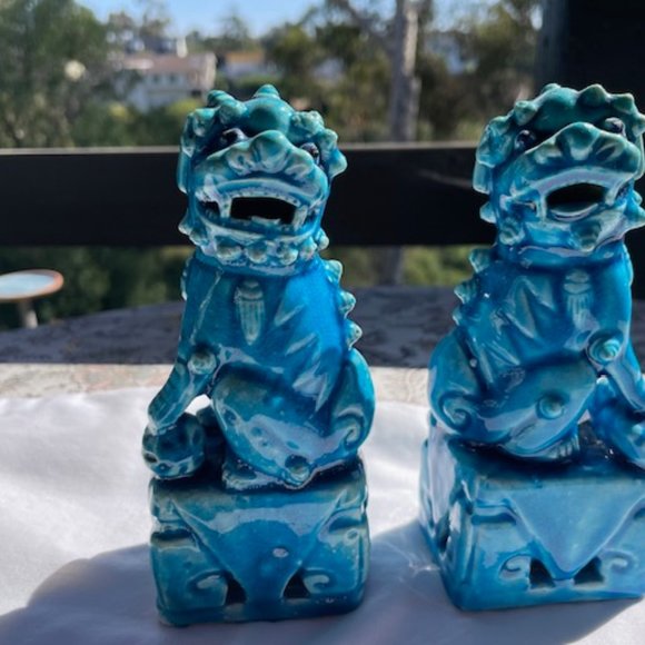 Vintage Pair of Ceramic Foo Dogs - Picture 1 of 5
